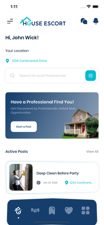 House Escort app - Homeowner view